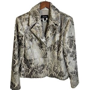 NueVa | Metallic Crackle Button Down Jacket | Silver, Cream | NWOT | Size 10